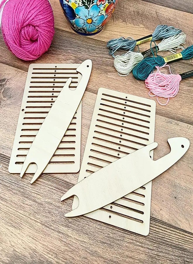 Cliths Wooden Weaving Loom Kit for DIY Craft Includes Rectangle Looms Shuttles Embroidery Yarn Loom Set for Beginners - Image 3